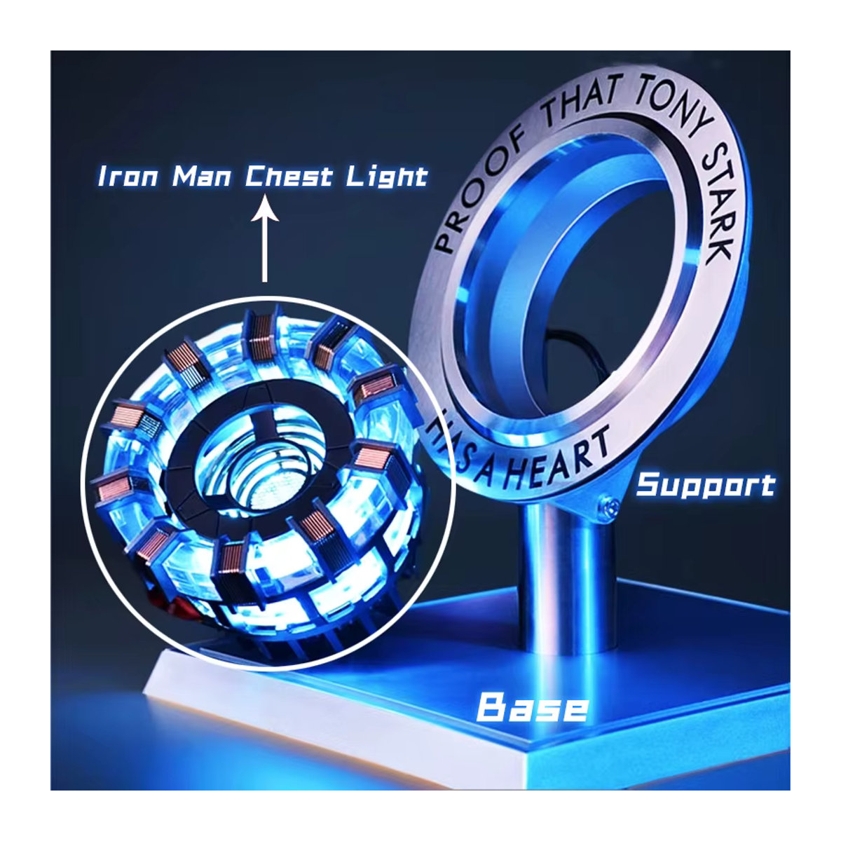 Stark MK1 USB-LED-Tischlampe aus Metalllegierung mit Sprachsteuerung in Blau und Silber, Höhe: 18 cm - Bild 4