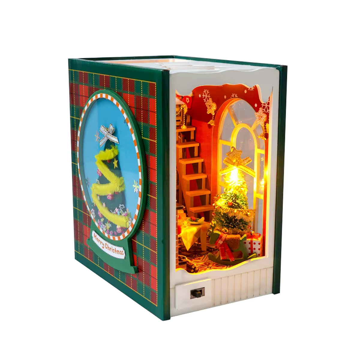 StartCabin Buch Nook Miniatur DIY Weihnachts Hütte als kreativer Bücherregaleinsatz aus Holz in Mehrfarbig - Bild 2