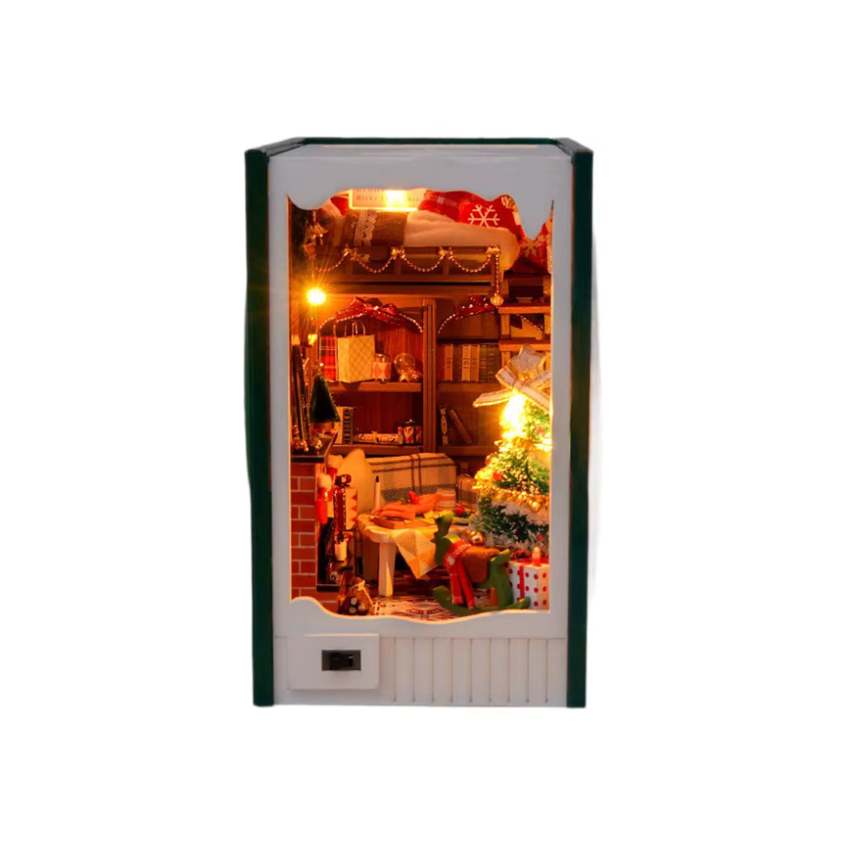 StartCabin Buch Nook Miniatur DIY Weihnachts Hütte als kreativer Bücherregaleinsatz aus Holz in Mehrfarbig - Bild 4