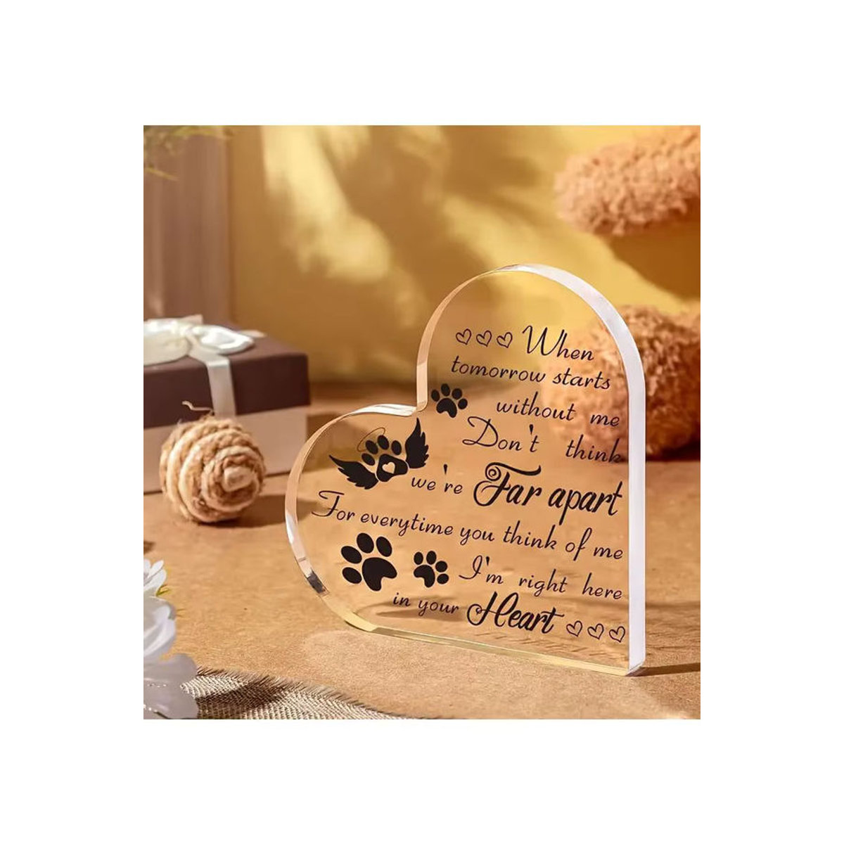 Starti Herzförmige Haustier-Gedenkdekoration aus transparentem Acryl für Hund oder Katze - Bild 6