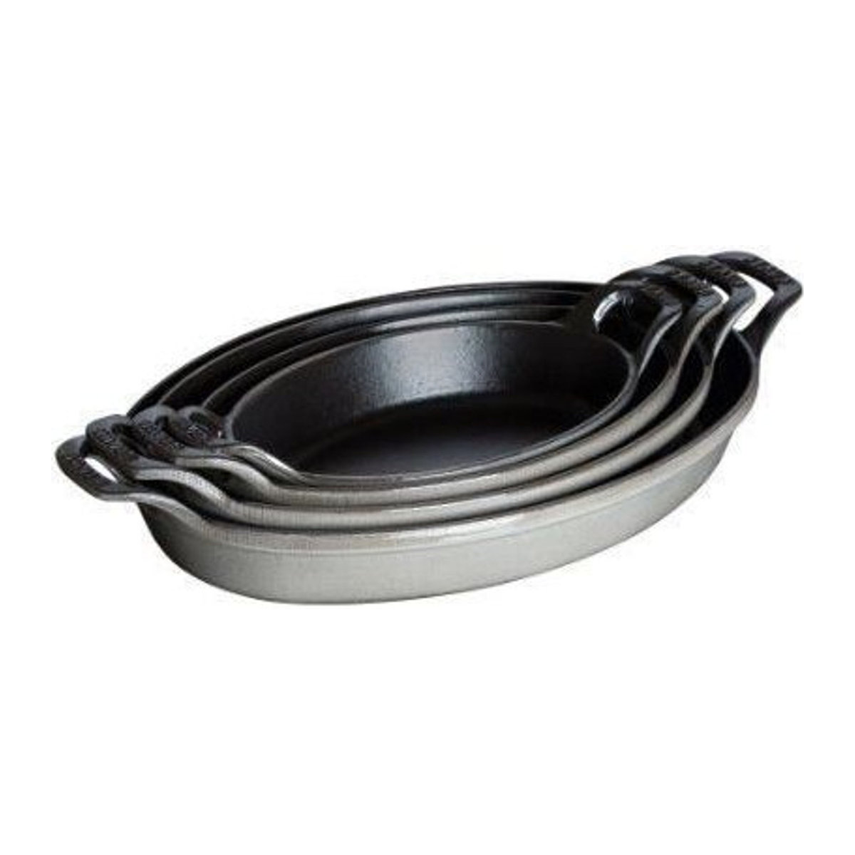 Staub Ovale Stapelbare Platte aus Gusseisen in Grau - Bild 1