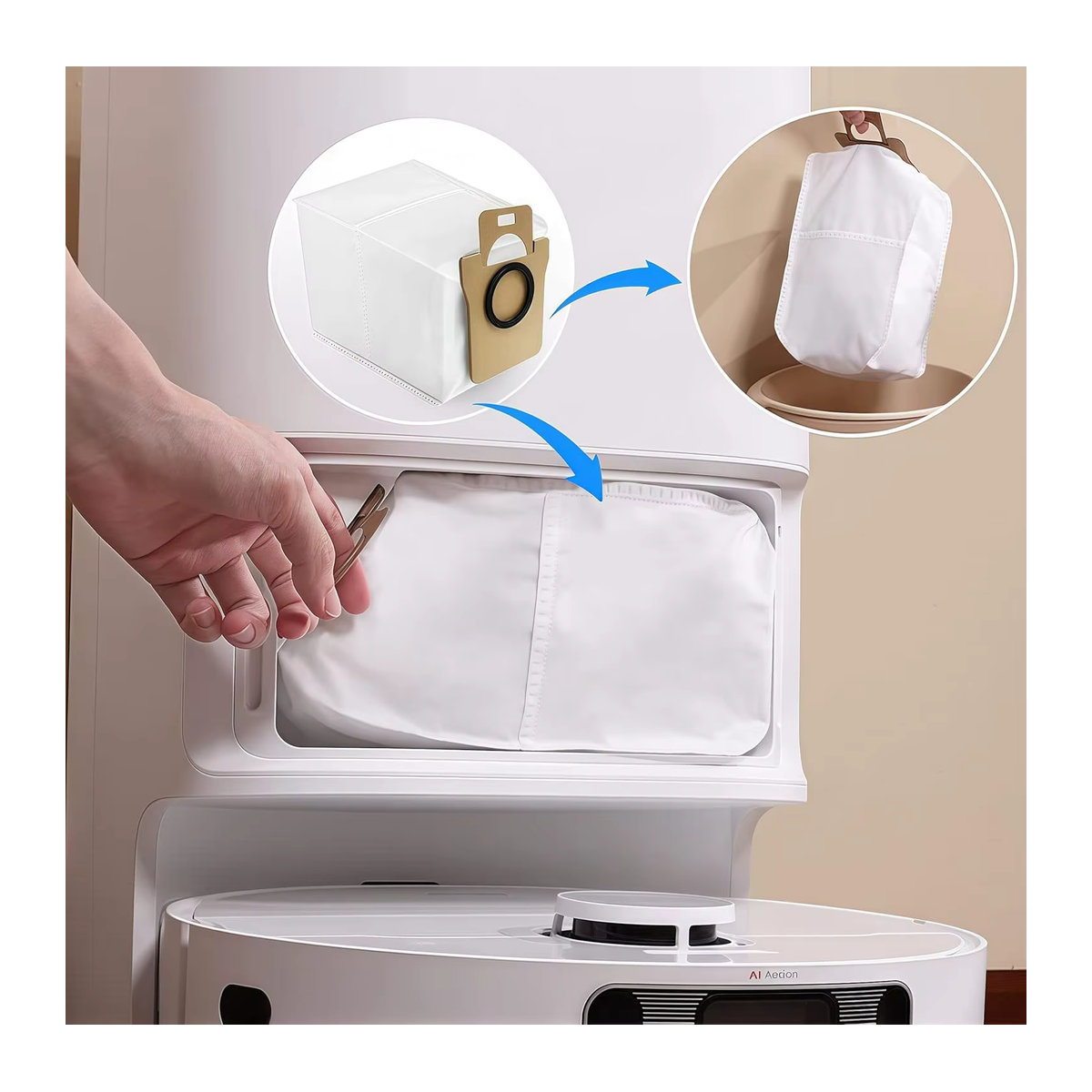 Staubbeutel aus Papier für Xiaomi X10+ B101CN, Dreame L10s Ultra, L20 Ultra und L10 Ultra Roboterstaubsauger in Braun - Bild 4