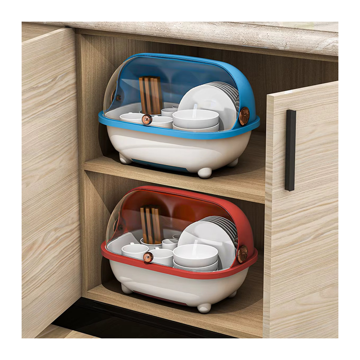 Staubdichter Geschirrtrockenschrank in Grau und Bunt im modernen Design für deine Küche - Bild 2