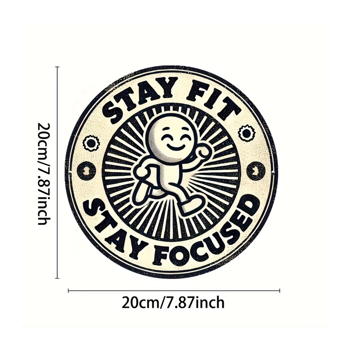 Stay Fit Stay Focused Wandkunstschild aus Metall von Potdemiel im Vintage-Stil, Weiß, B/T/H: 20,3 x 20,3 x 20,3 cm - Bild 2