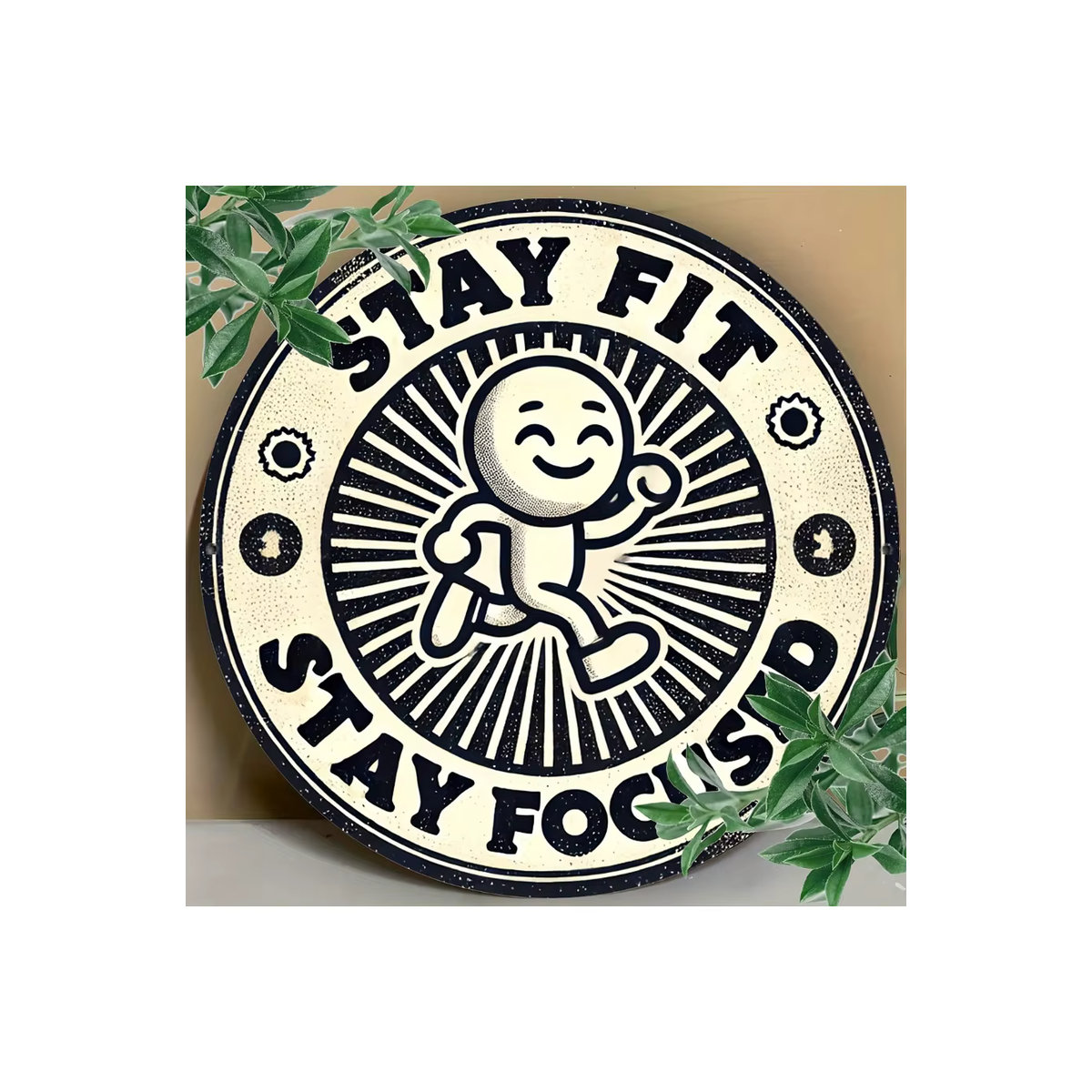 Stay Fit Stay Focused Wandkunstschild aus Metall von Potdemiel im Vintage-Stil, Weiß, B/T/H: 20,3 x 20,3 x 20,3 cm - Bild 6