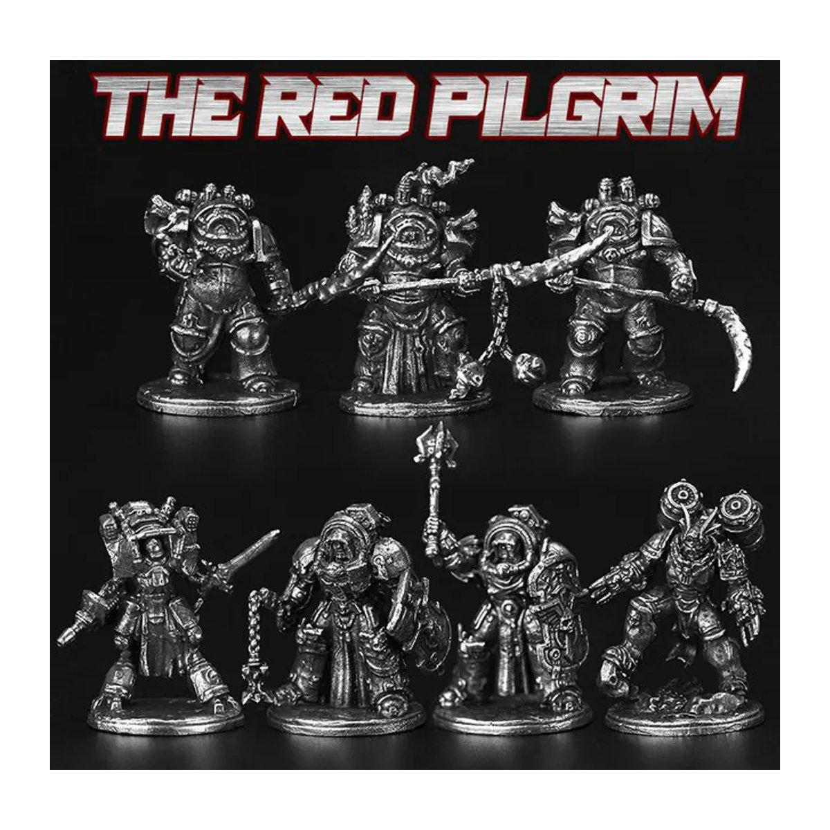 Steampunk Red Pilgrim Soldat Metall Actionfigur in Rot und Silber als Miniatur-Modell für Brettspiele und Dekoration - Bild 1