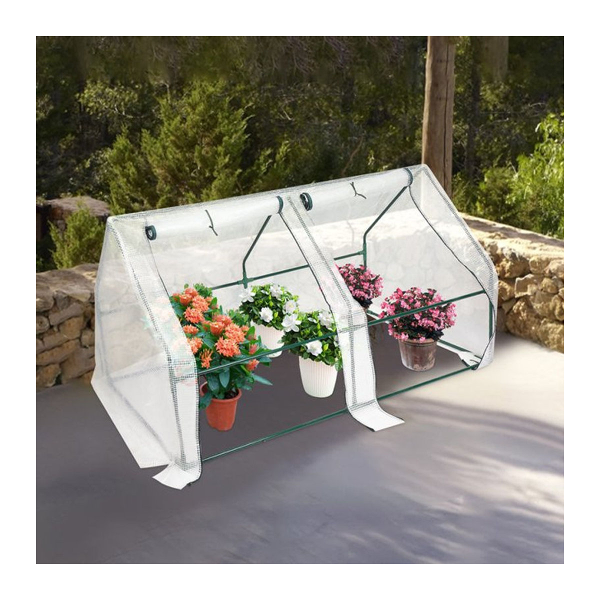 Steepletop Kleines Gewächshaus für Balkon und Tomaten mit Roll-Up-Window, Weiß, B/T/H: 180 x 90 x 90 cm - Bild 1