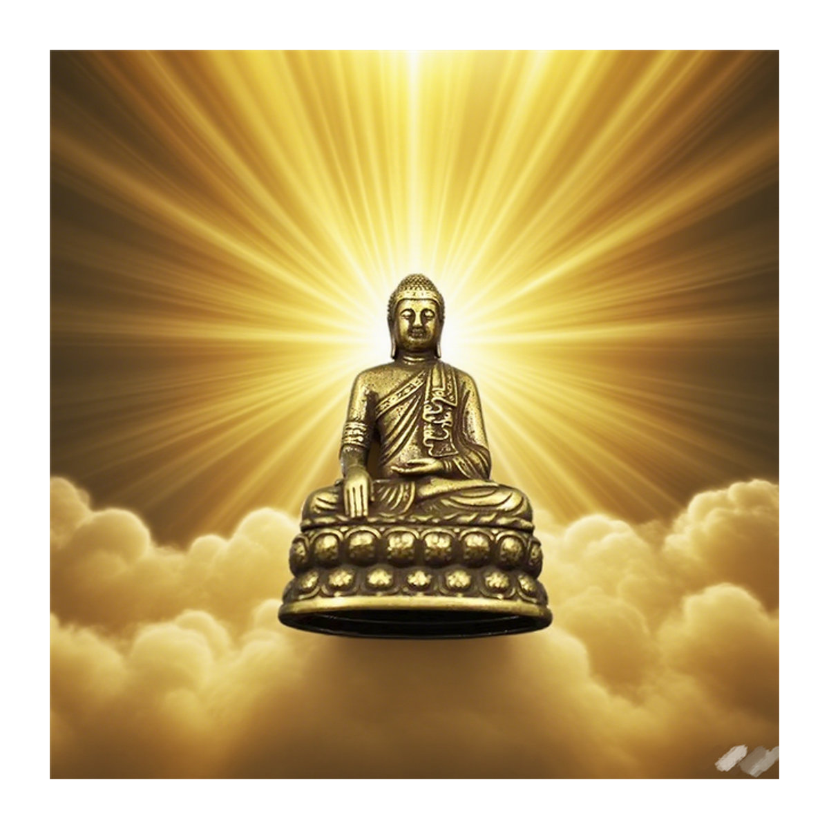 Stehende Buddha-Miniatur aus Messing in Gold im Vintage-Stil als dekorative Tischstatue - Bild 1