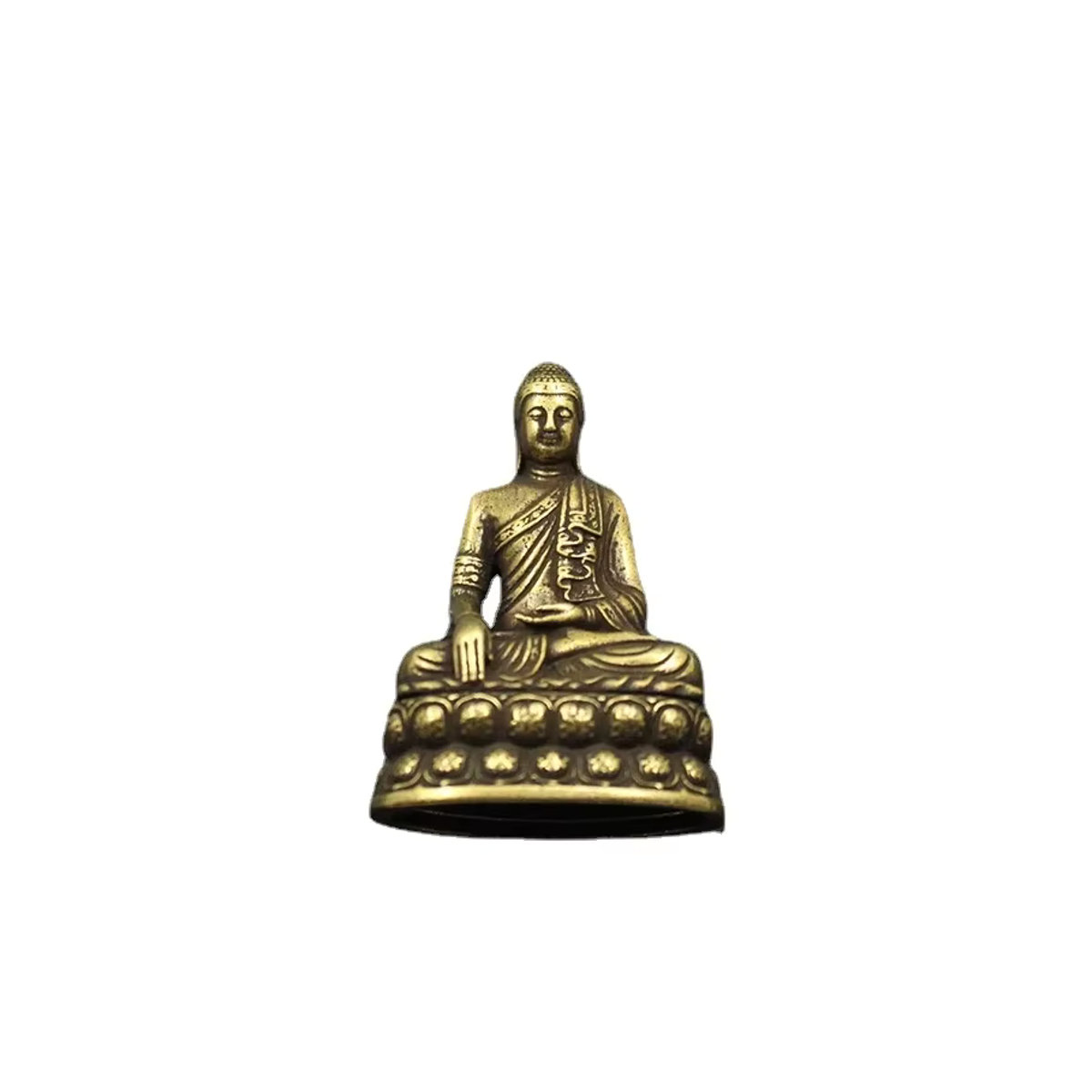 Stehende Buddha-Miniatur aus Messing in Gold im Vintage-Stil als dekorative Tischstatue - Bild 5