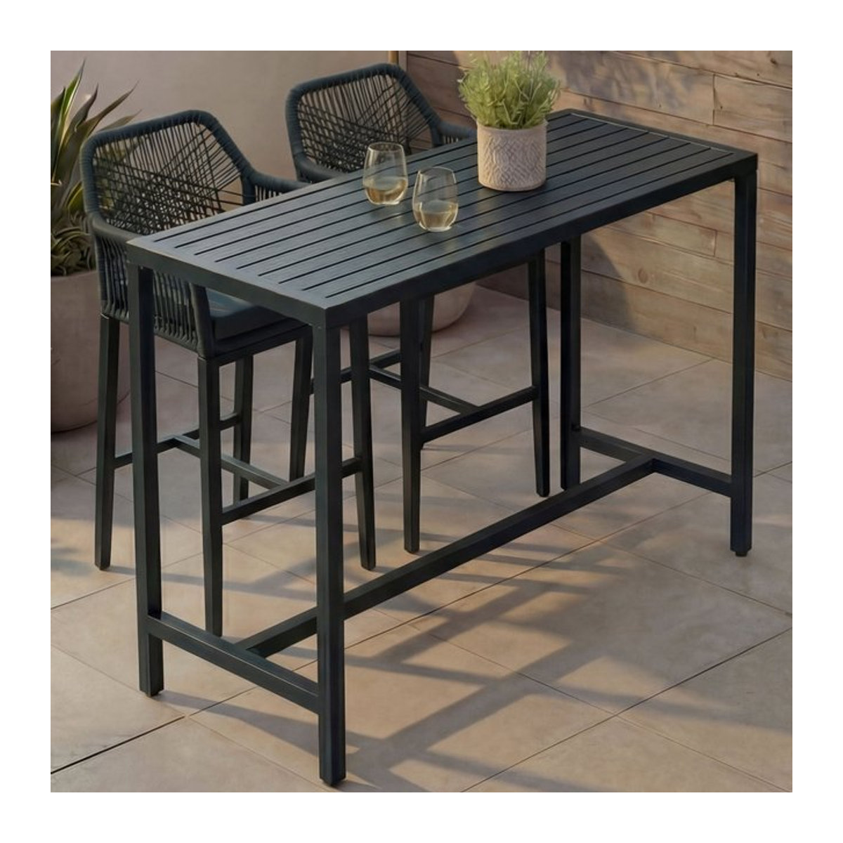 Stehtisch MCW-P91 Gartentisch und Bartisch aus Metall in Grün, B: 130 cm, T: 105 cm, H: 65 cm - Bild 1
