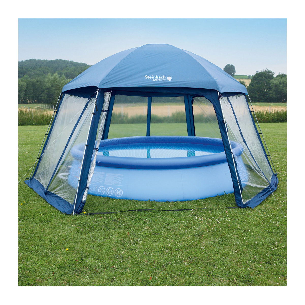 Steinbach Poolüberdachung für Swimming Pools bis Ø 400 cm in Blau - Bild 2