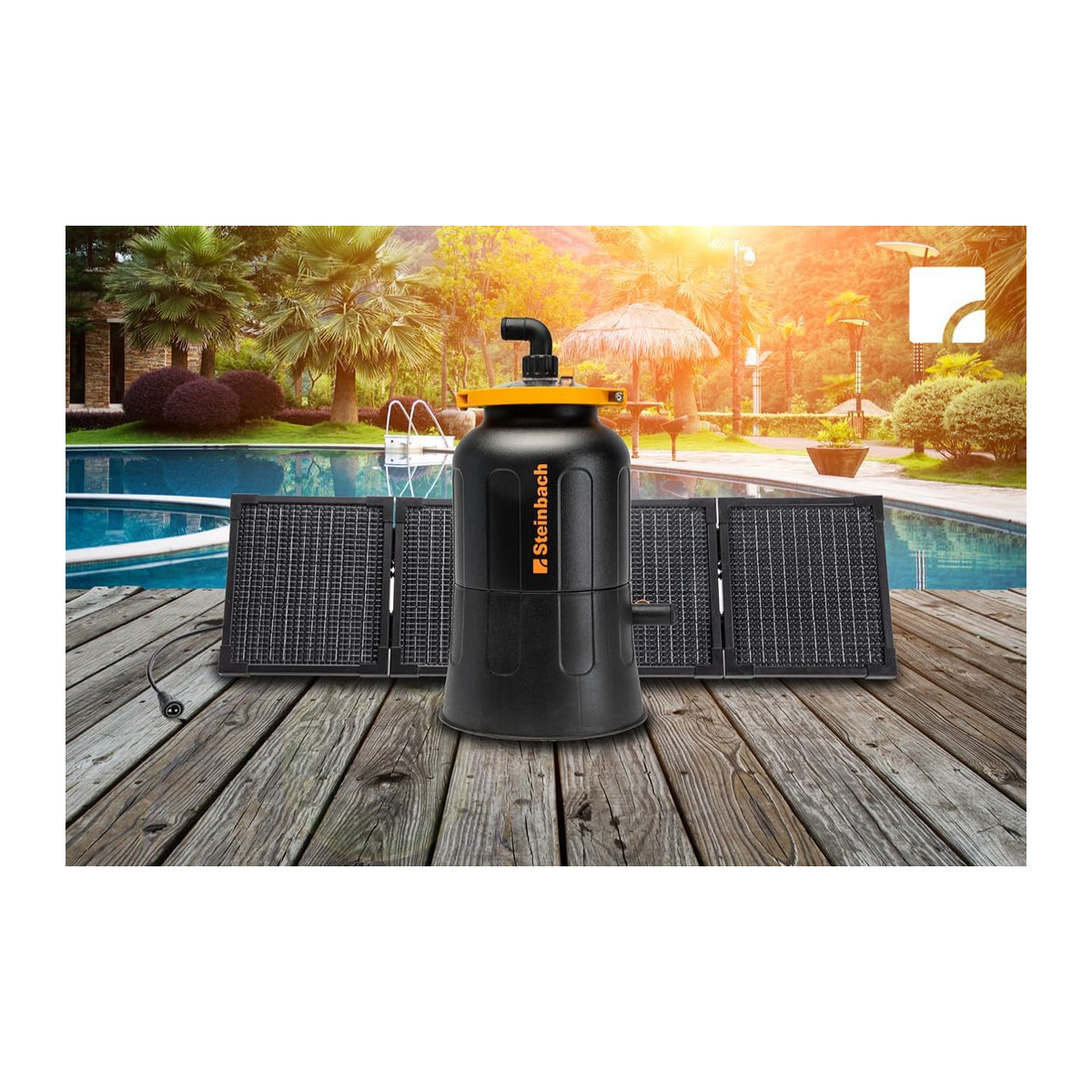 Steinbach Solarfilteranlage FXS38 für Pools bis 19.000 l, 4.500 l/h, Schwarz - Bild 3