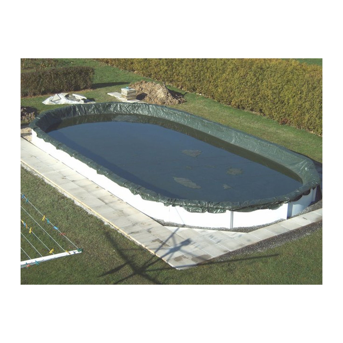 Steinbach Winterabdeckplane für ovale Stahlwand-Swimmingpools aus Kunststoff, Grün, B: 550 cm, T: 360 cm - Bild 1
