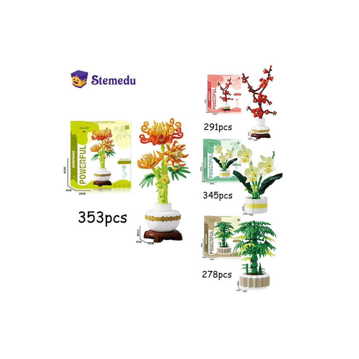 Stemedu Buntes Blumen-Baustein Set als Dekorative Pflanze aus Kunststoff für Kinder - Bild 4
