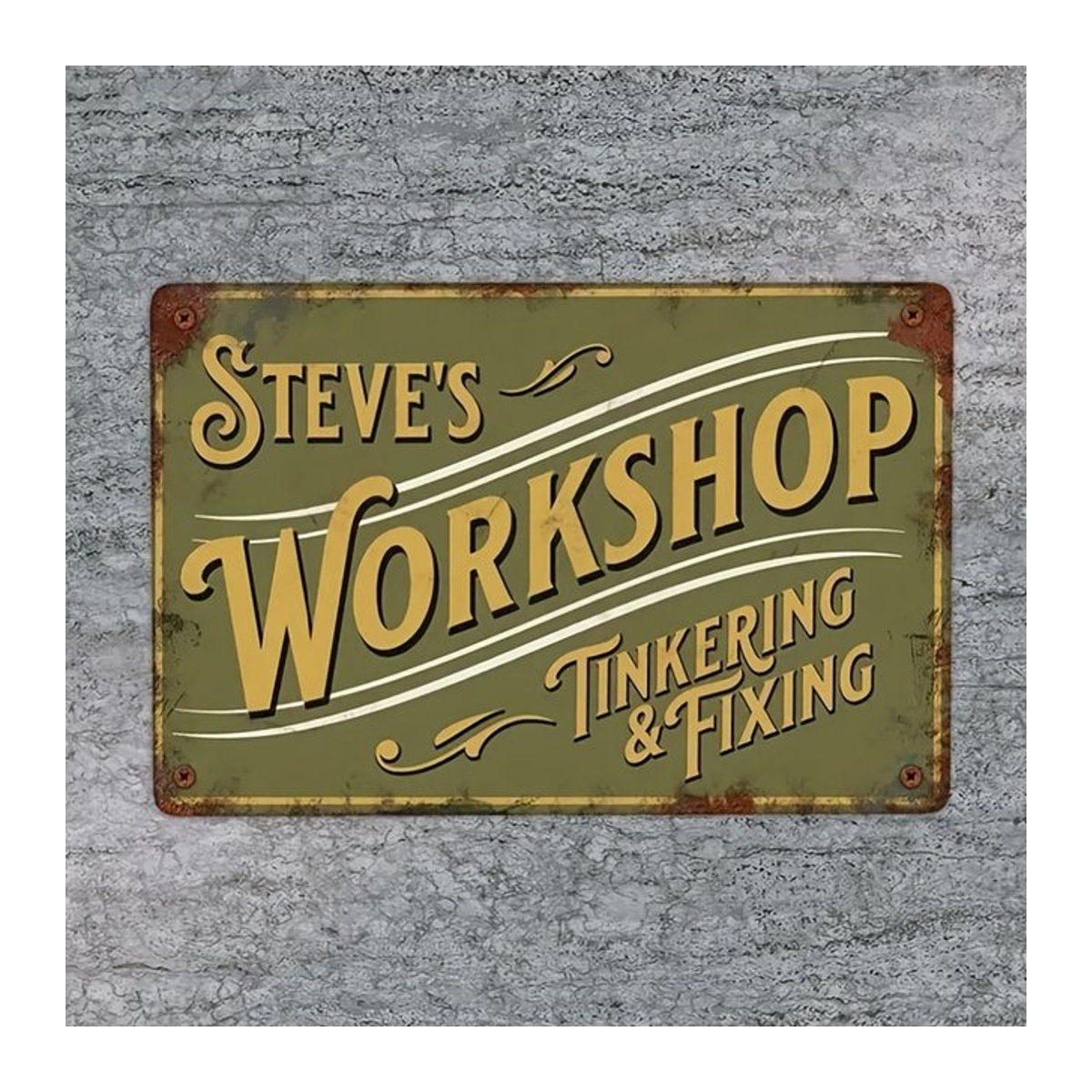 Steve's Workshop Metallschild in Grün, Vintage Wanddekoration aus Metall im Querformat, B: 30 cm, H: 20 cm - Bild 1