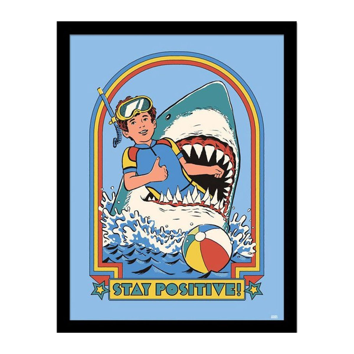 Steven Rhodes Gerahmtes Poster Bleib Positiv in Grün/Blau, B/H: 40 x 40 cm - Bild 1