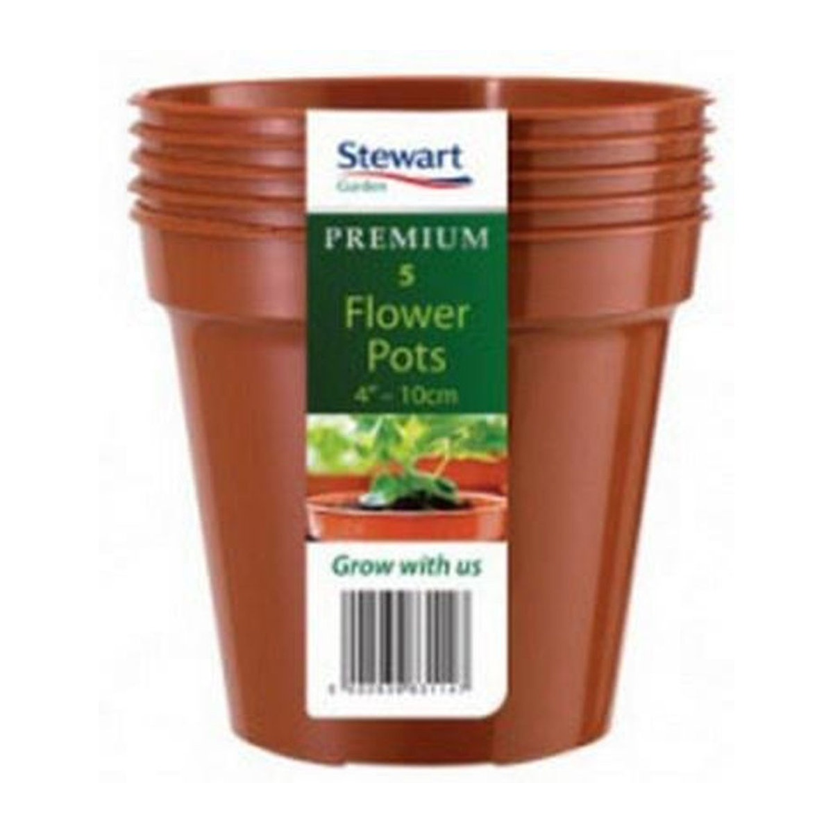 Stewart Blumentopf aus Kunststoff in Braun, 5er Packung, Durchmesser: 12,7 cm - Bild 1