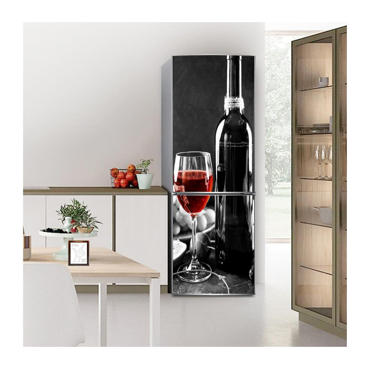 Sticker House Selbstklebender Vinyl-Aufkleber Schafschädel und Wein in Grau und Schwarz, B: 60 cm, H: 150 cm - Bild 1