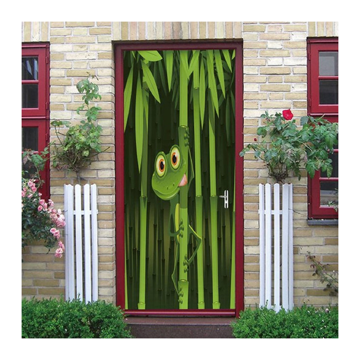 Sticker House Türwandbild mit Tierprint in Grün, abnehmbarer Vinyl-Aufkleber für Kinderzimmer und Büro, B: 77 cm, H: 200 cm - Bild 1