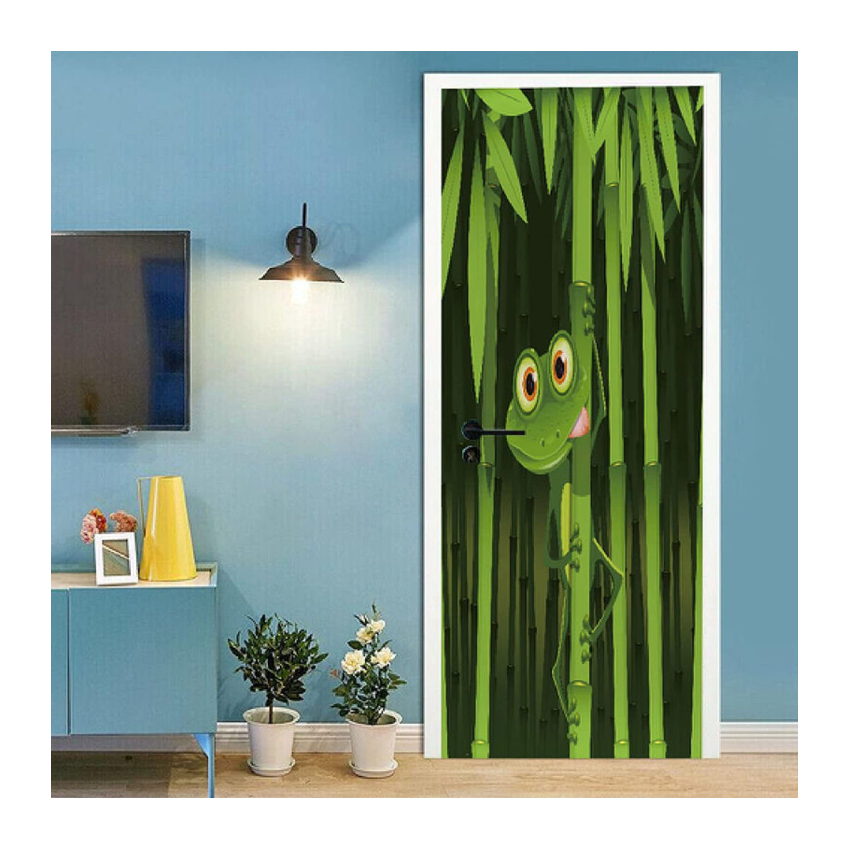 Sticker House Türwandbild mit Tierprint in Grün, abnehmbarer Vinyl-Aufkleber für Kinderzimmer und Büro, B: 77 cm, H: 200 cm - Bild 2