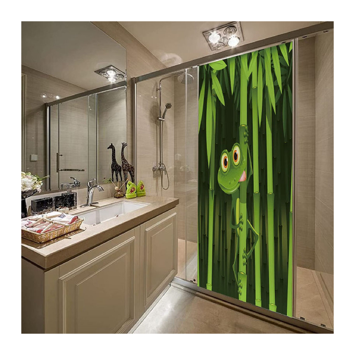 Sticker House Türwandbild mit Tierprint in Grün, abnehmbarer Vinyl-Aufkleber für Kinderzimmer und Büro, B: 77 cm, H: 200 cm - Bild 3