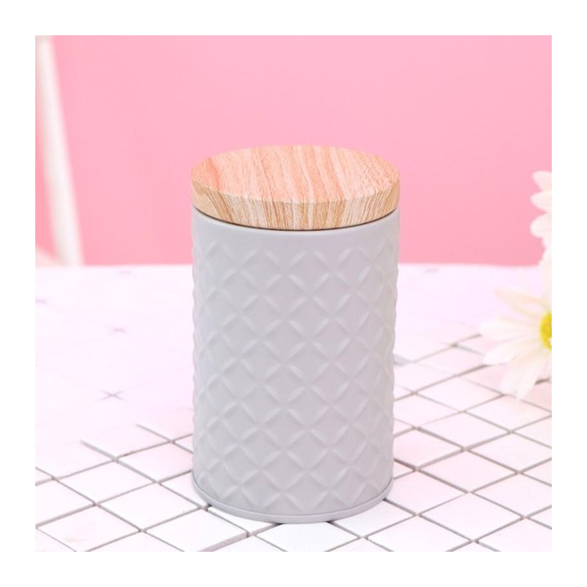Stilvolle runde Metall-Kaffee-Dose mit Holzdeckel in Grau für die Aufbewahrung von Keksen oder Schmuck - Bild 1