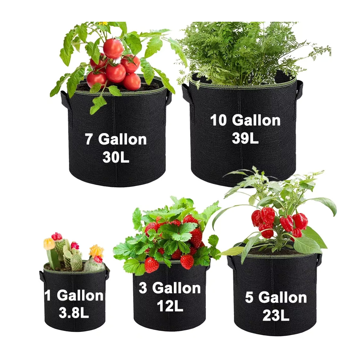 Stoff-Pflanztöpfe für die Gartenarbeit zum Anbau von Gemüse, Tomaten und Erdbeeren - Bild 2