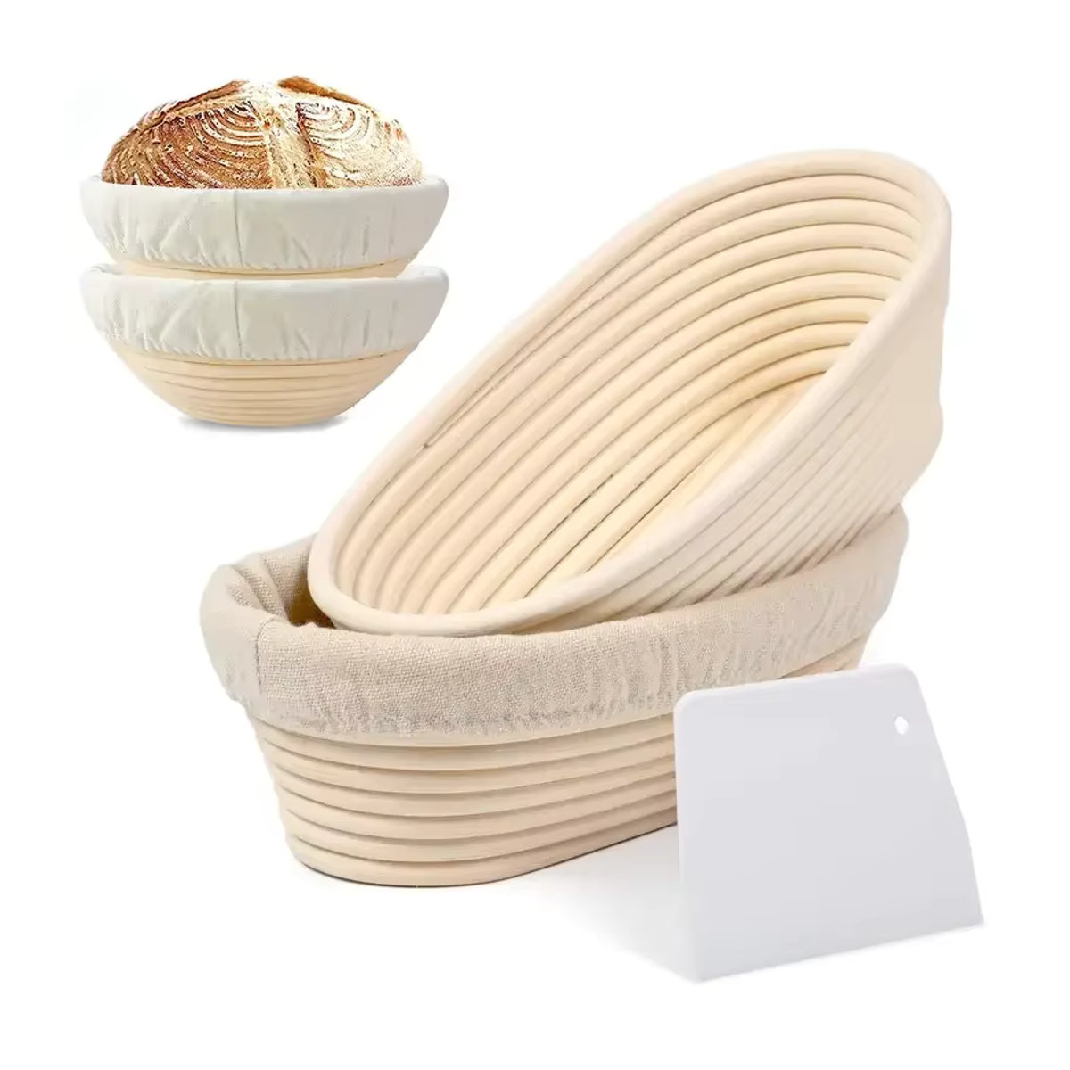 Stoffbezug für Brotbackkorb zur Trockenaufbewahrung und Teigfermentation, Beige, Rund - Bild 4