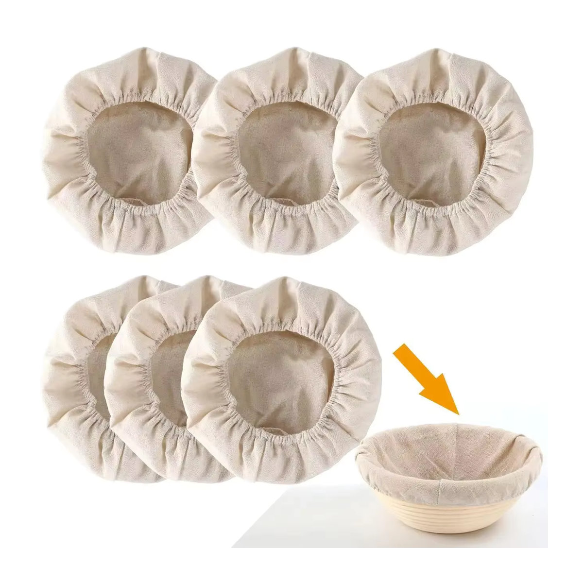 Stoffbezug für Brotbackkorb zur Trockenaufbewahrung und Teigfermentation, Beige, Rund - Bild 5