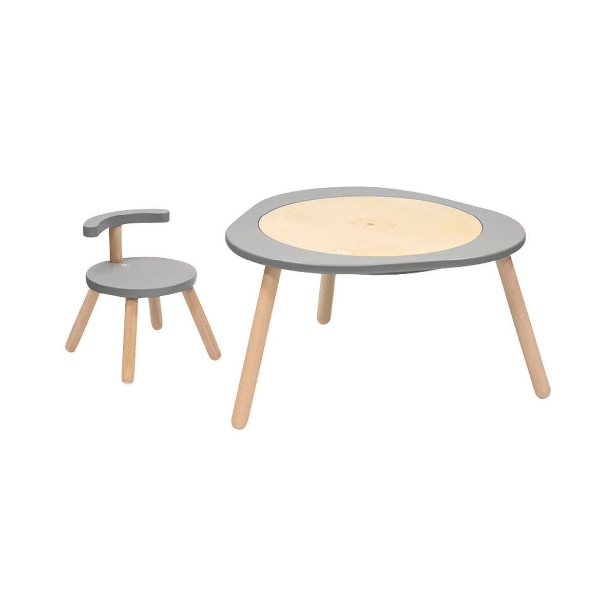 Stokke Mutable Multifunktionstisch V2 mit Holzstuhl aus Buche in Natur und Grau - Bild 1