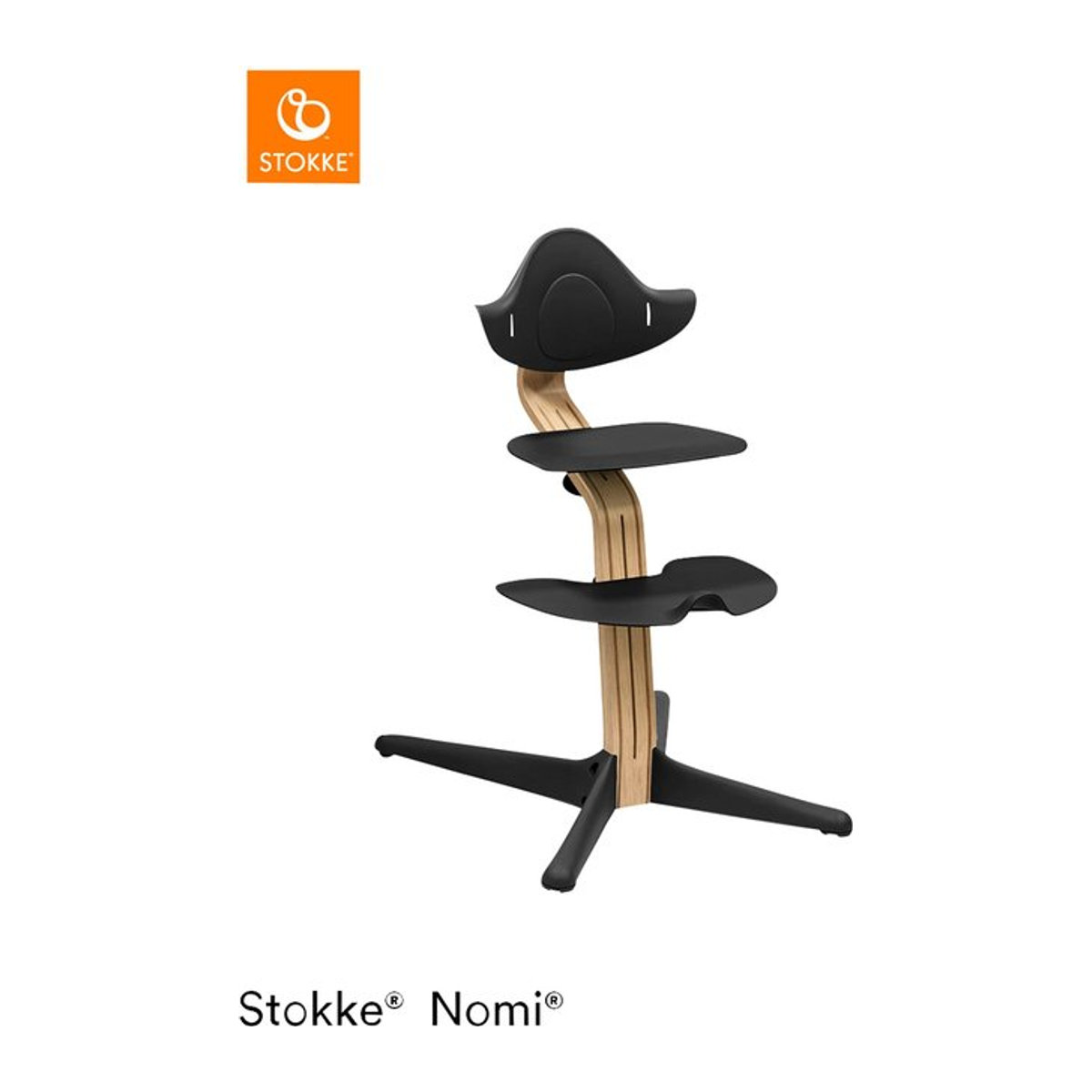 Stokke Nomi Bundle Hochstuhl Eiche Natur und Schwarz inkl. Babyset - Bild 1