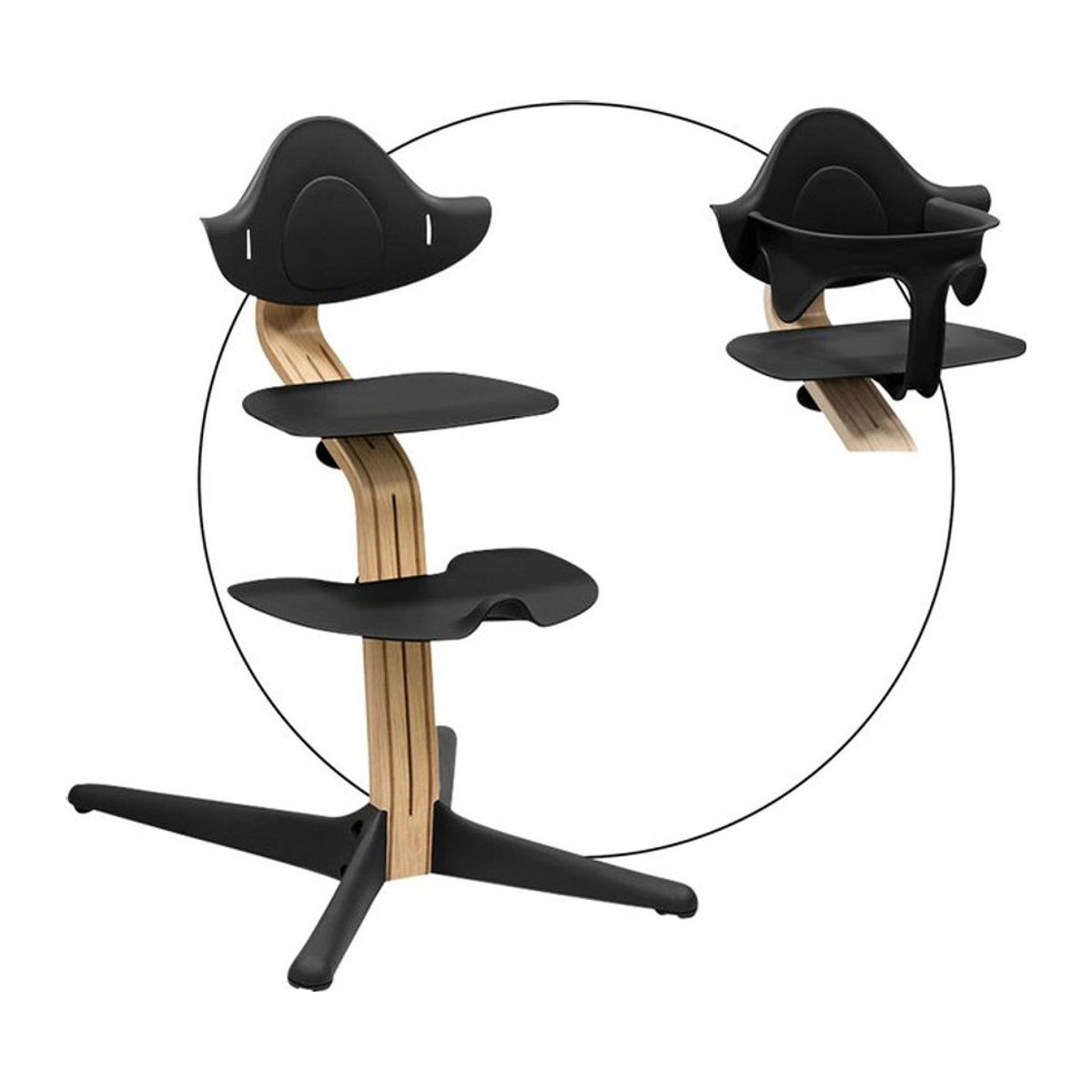 Stokke Nomi Bundle Hochstuhl Eiche Natur und Schwarz inkl. Babyset - Bild 2