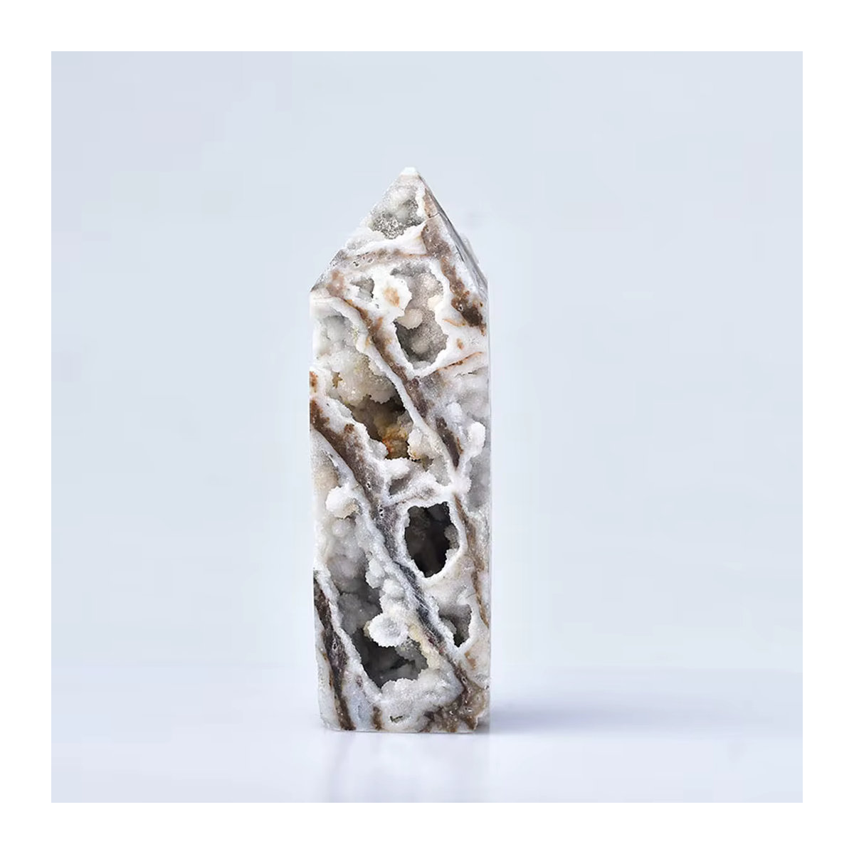 STONE BROTHERS Weißer Achat Druzy Kristall Turm als dekorative Heilstein Säule - Bild 5