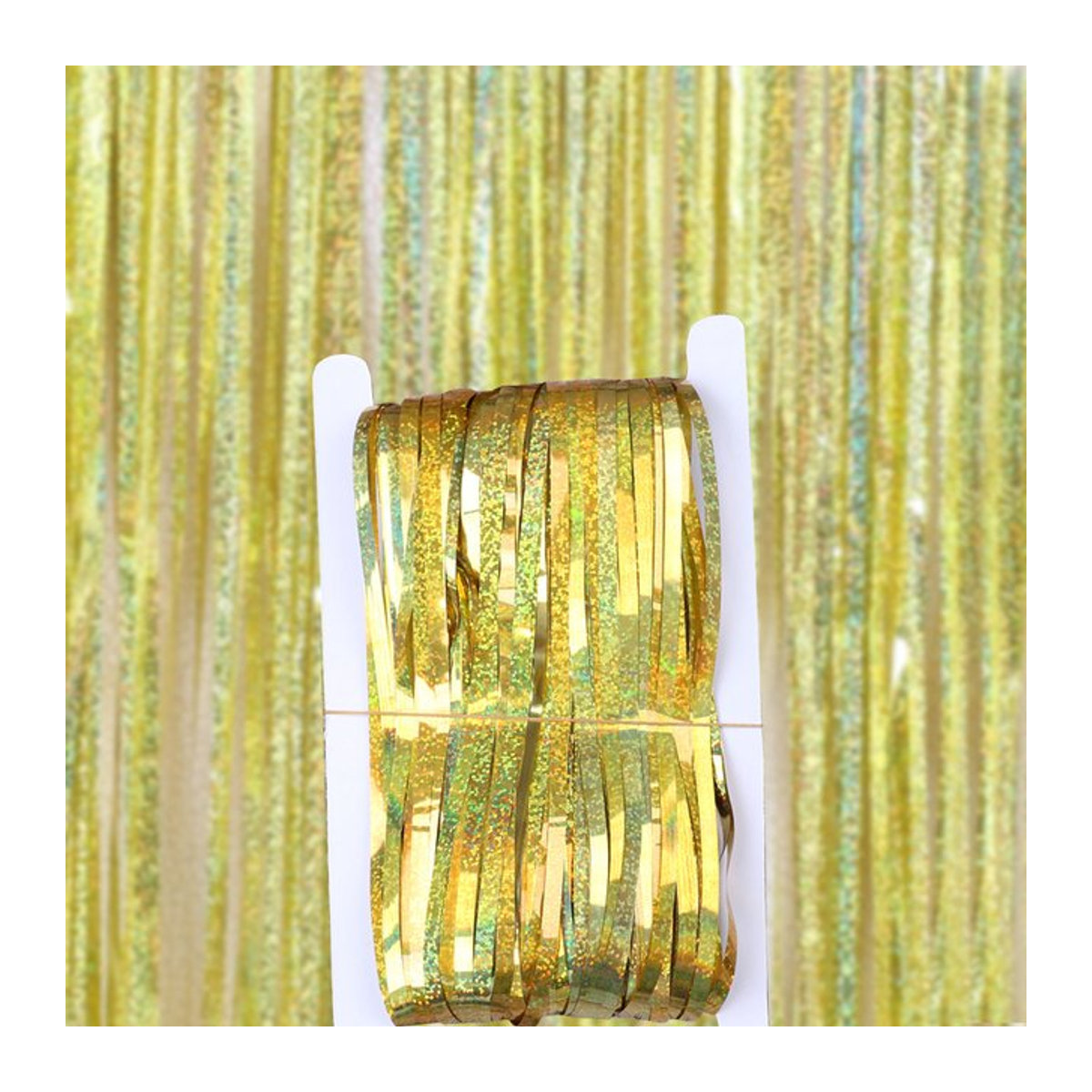 STONEGO Glitter Lametta Fransenvorhang für Party und Fotohintergrund in Pink und Gelb - Bild 1
