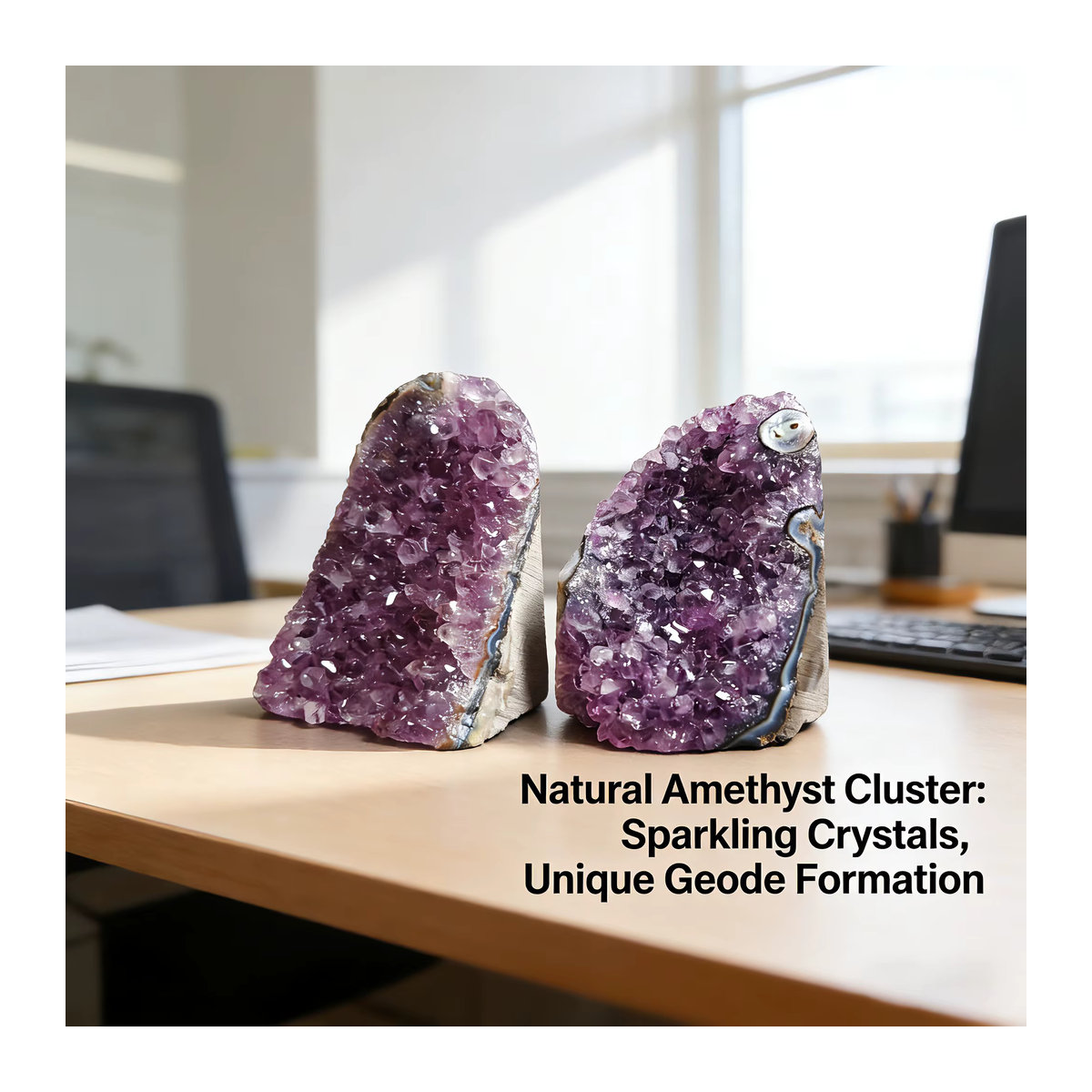 Stonehaven Natürlicher Brasilianischer Amethyst-Kristallcluster in Lila als dekoratives Ornament für dein Feng Shui und deine Atmosphäre - Bild 5