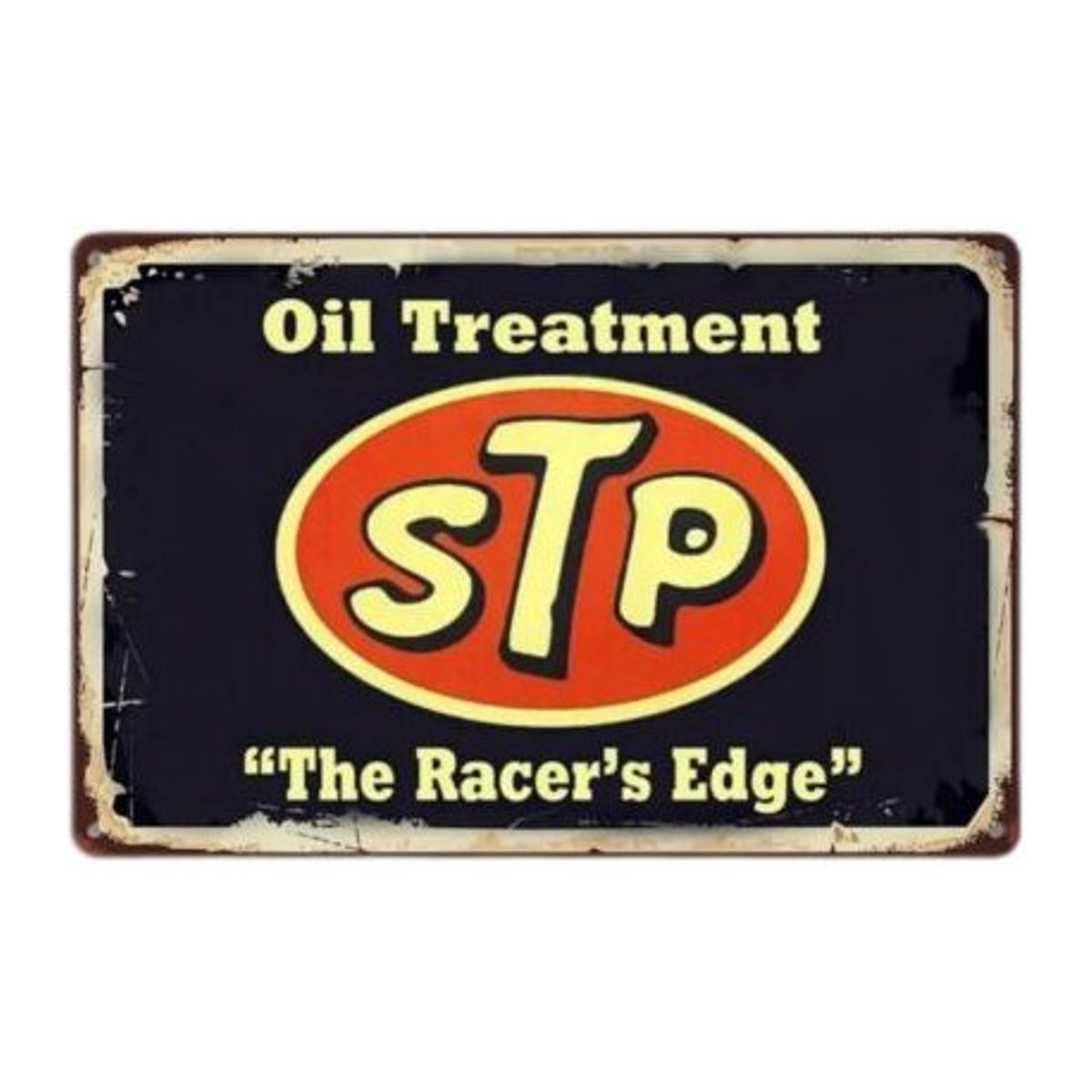 STP Oil Treatment Vintage Style Blechschild Retro Racing Man Cave Deko aus Metall in Schwarz - Bild 1