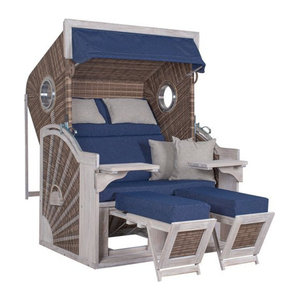 Strandkorb DEVRIES Seaside XL in White Kubu und Blau, B/H/T: 135 x 165 x 92 cm