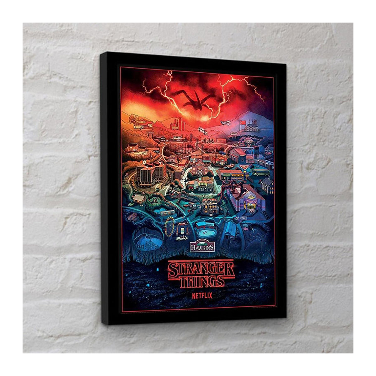 Stranger Things 4 Hawkins Town gerahmtes Poster in Schwarz und Mehrfarbig, B/H: 40 x 40 cm - Bild 2