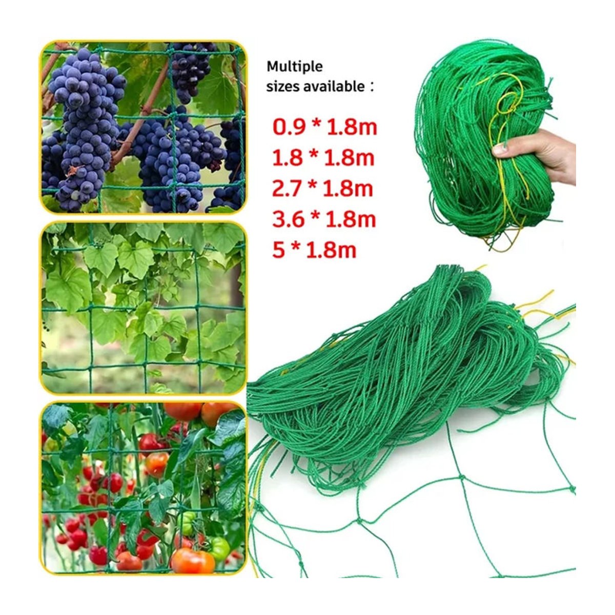 Strapazierfähiges Gartengurkennetz aus grünem Polyester als Kletternetz für Pflanzen wie Tomaten und Trauben - Bild 1