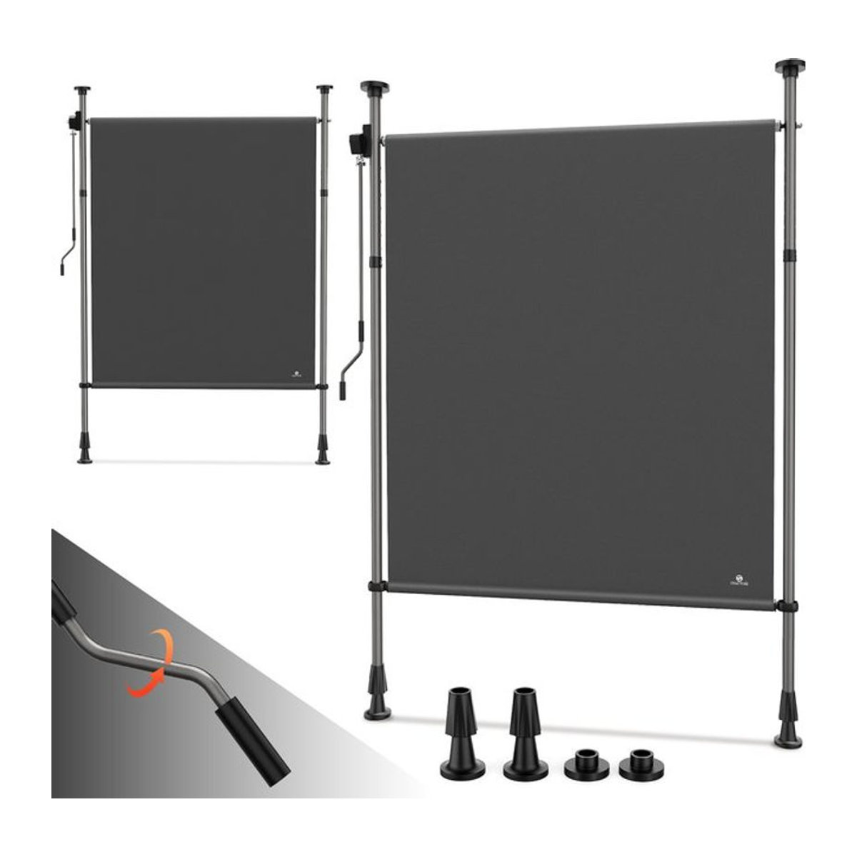 Strattore Höhenverstellbare Klemmmarkise als Senkrechtmarkise in Anthrazit B: 100 cm, H: 310 cm - Bild 1