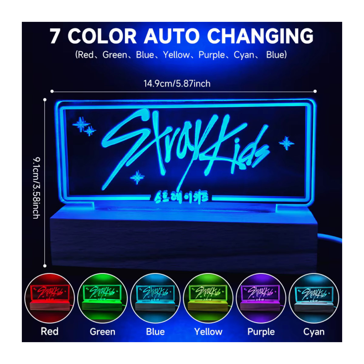 StrayKids SKZOO LED-Nachtlicht mit 7 Farbwechselmodi in Bunt für STAY-Fans als moderne Schreibtisch- und Schlafzimmerdekoration - Bild 3