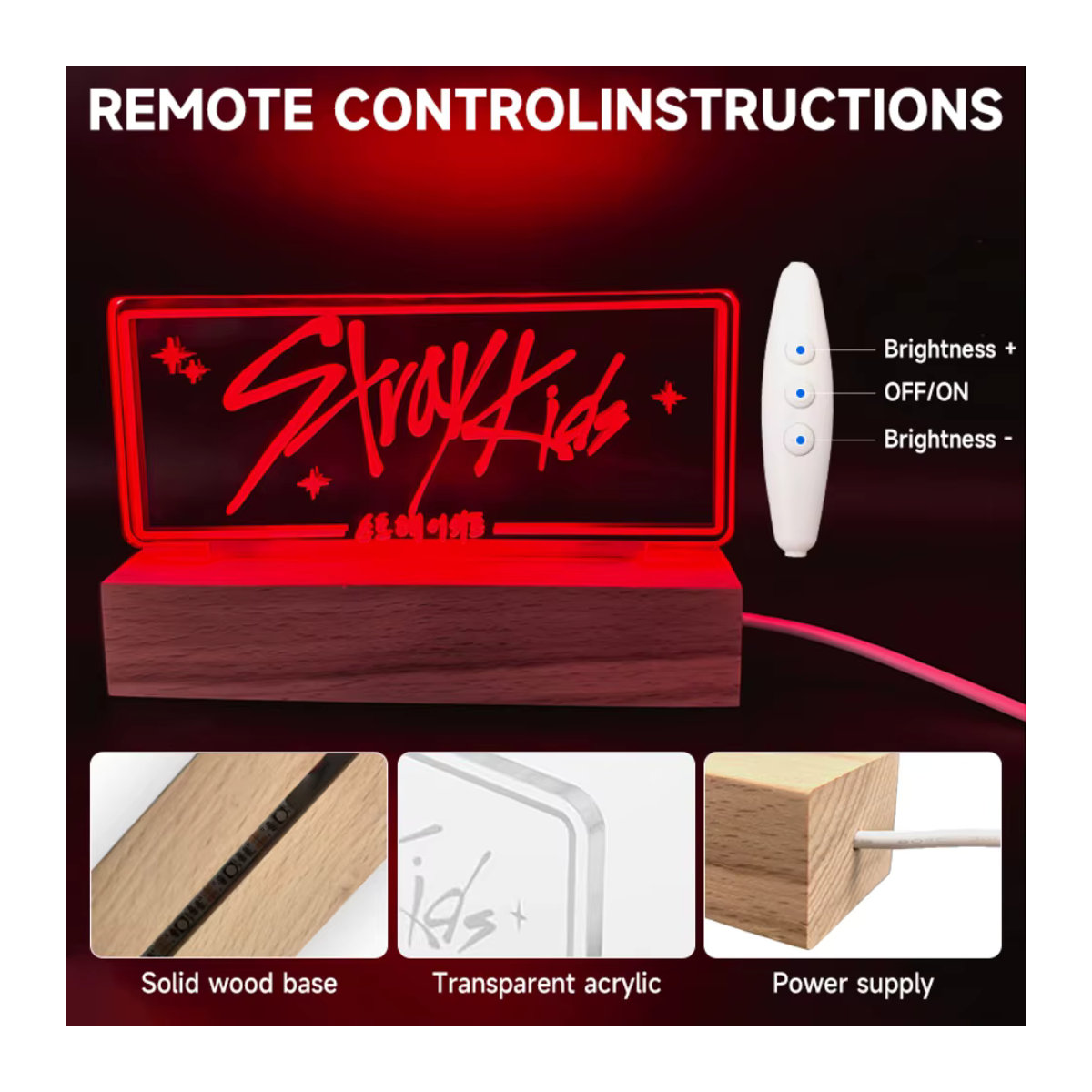 StrayKids SKZOO LED-Nachtlicht mit 7 Farbwechselmodi in Bunt für STAY-Fans als moderne Schreibtisch- und Schlafzimmerdekoration - Bild 4