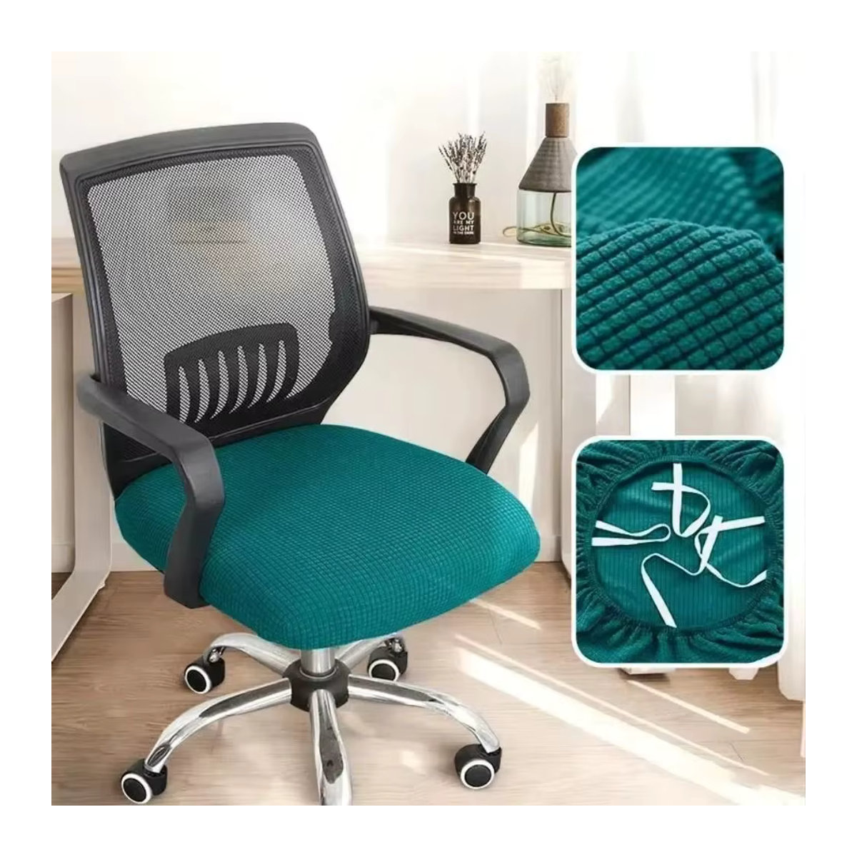 Stretch Samt-Spandex Sitzbezüge für Bürostühle in Blau und Grün zum Schutz deiner Sitzfläche - Bild 2