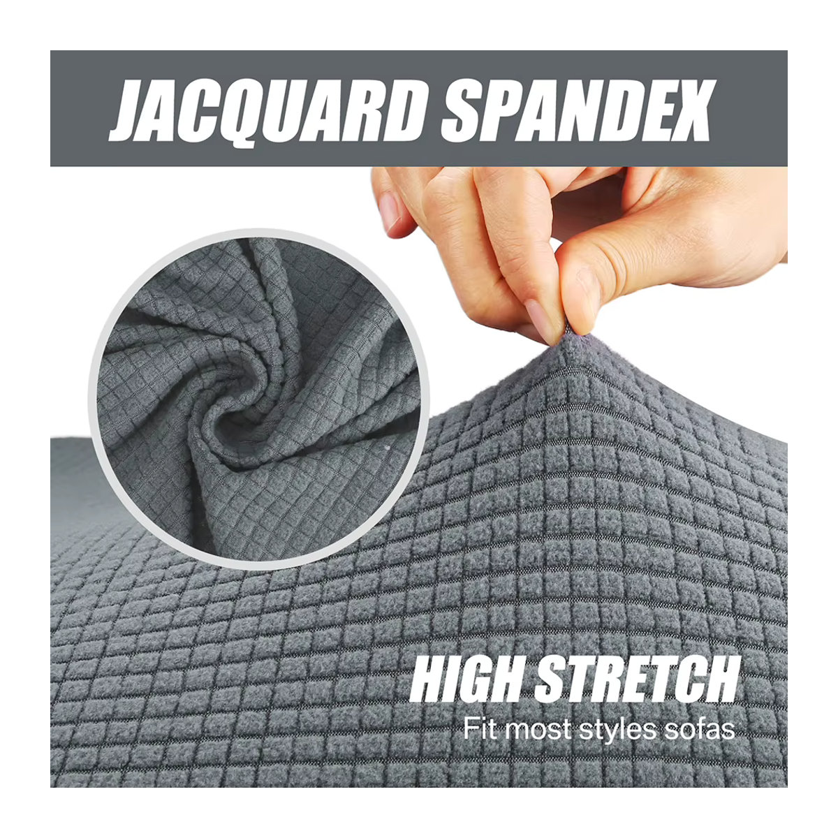 Stretch-Sofabezug aus Jacquard-Spandex als Schonbezug für dein Sofa in Blau oder Grau - Bild 3