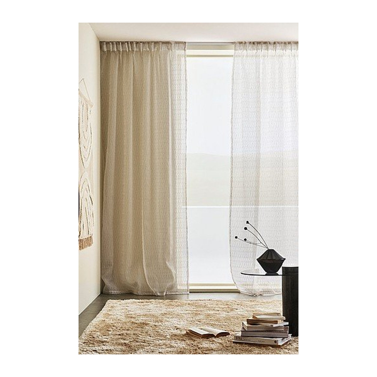 STRILA Multifunktionsgardine beige, 2er-Set, transparent und lichtschützend - Bild 1