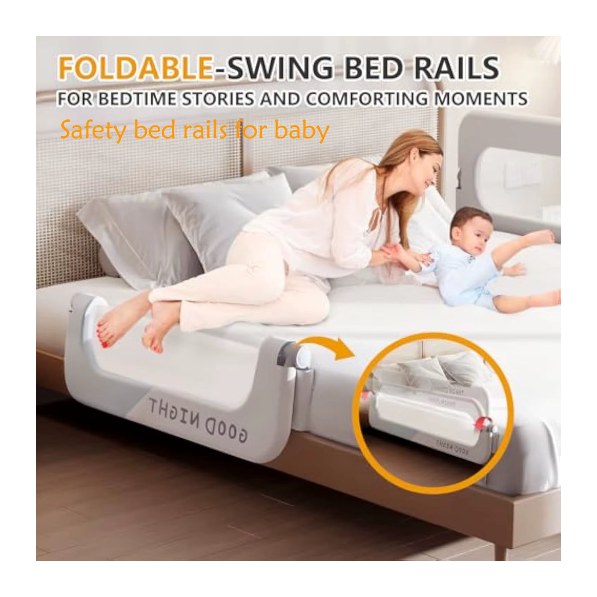 Sturzsichere Babybett Leitplanke in Weiß mit 1-seitigem Schutzzaun, Breite: 120 cm - Bild 2