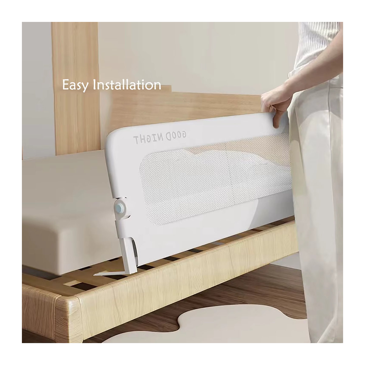 Sturzsichere Babybett Leitplanke in Weiß mit 1-seitigem Schutzzaun, Breite: 120 cm - Bild 4
