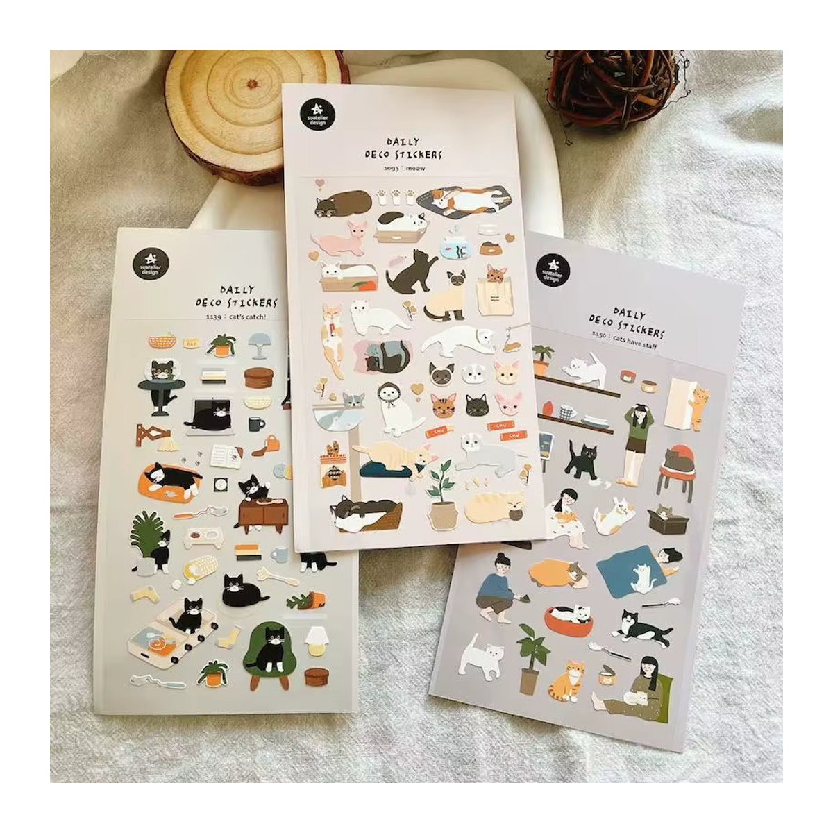 Suatelier Korea Cartoon Katzen und Hunde Aufkleber für Scrapbooking und Junk Journaling, mehrfarbig - Bild 1