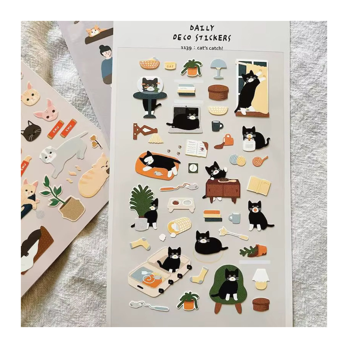 Suatelier Korea Cartoon Katzen und Hunde Aufkleber für Scrapbooking und Junk Journaling, mehrfarbig - Bild 2
