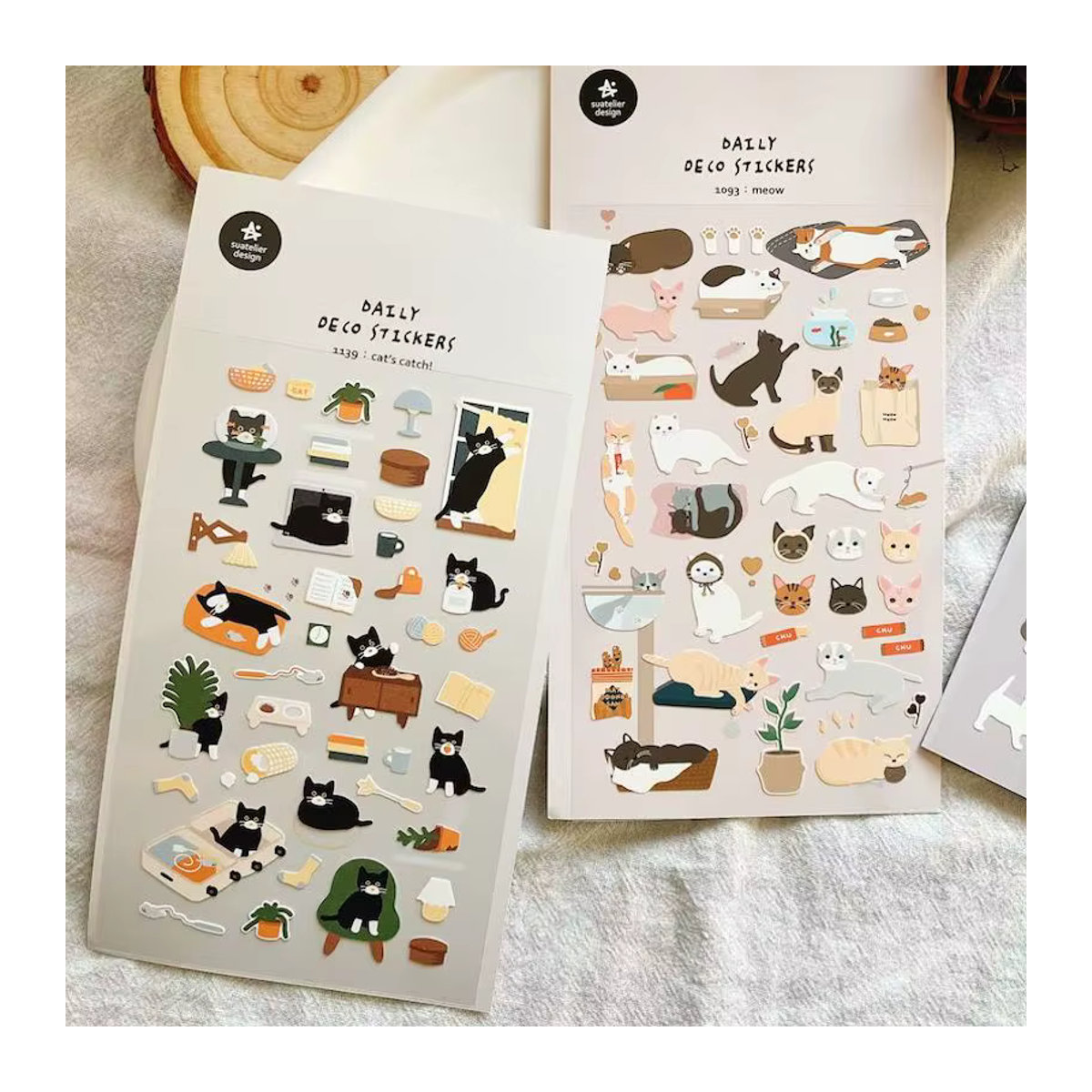 Suatelier Korea Cartoon Katzen und Hunde Aufkleber für Scrapbooking und Junk Journaling, mehrfarbig - Bild 3